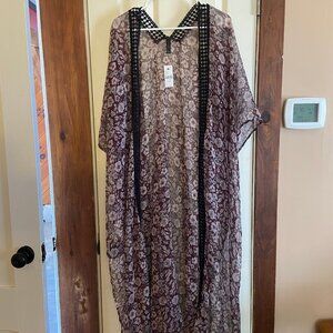 Lane Bryant Dark Mauve One Size Floral Cardigan